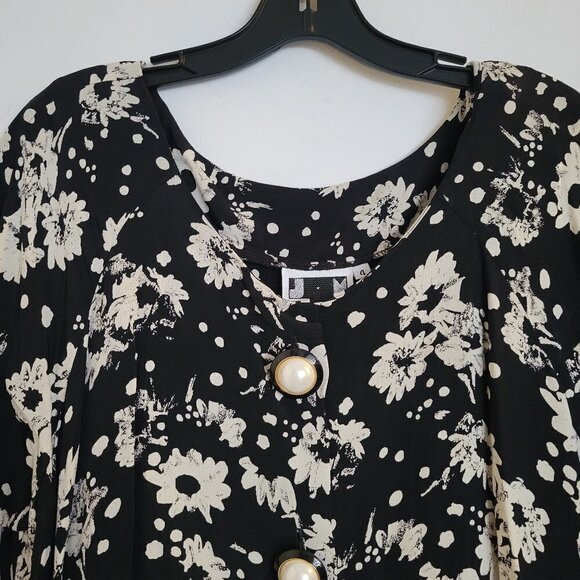 JM by Shelli Segal Vintage Maternity Floral Print Jewel Button Long Sleeve Dress - Picture 3 of 15